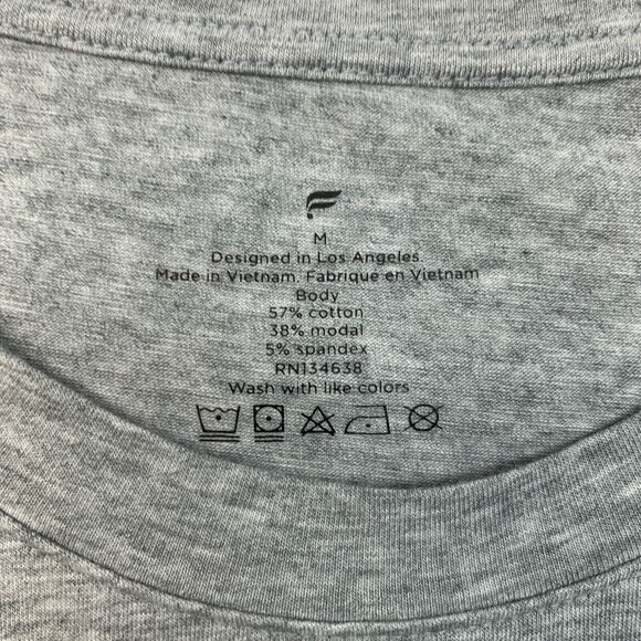 Fabletics Shirt Mens M Medium Gray Heather Short Sleeve Stretch Casual Crew Neck - Picture 5 of 10